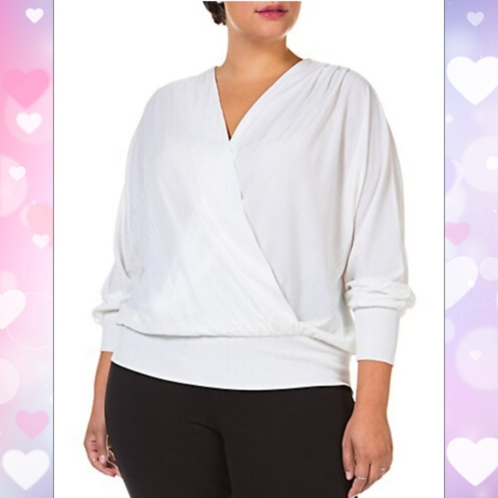 Dex Plus Textured Faux Wrap Top Size X NWOT